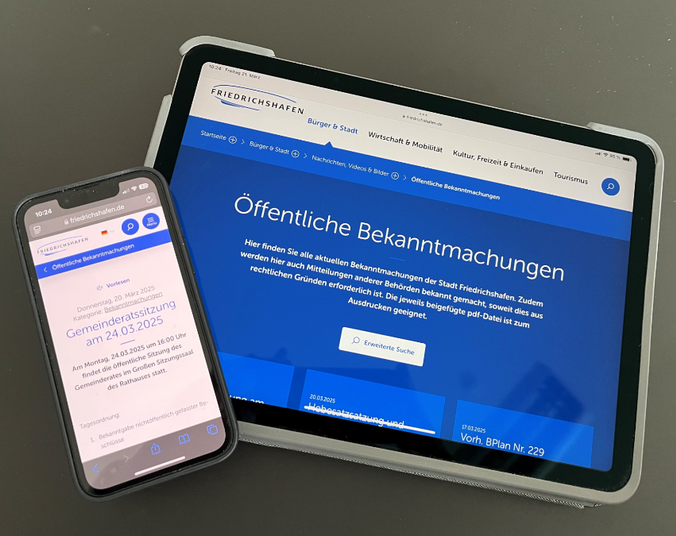 Foto Ansicht Bekanntmachungen Homepage. (Foto: Stadt Friedrichshafen)